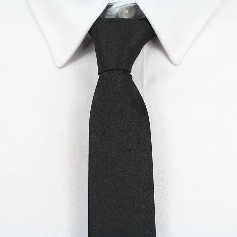 JEMYGINS Men's Tie 100% Silk Pure Black Tie 5cm Skinny Slim Tie High Quality Classic Business Casual Party Tie Wedding