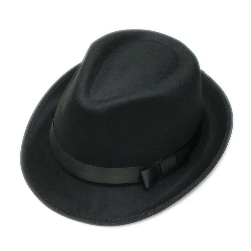 LUCKYLIANJI Retro Hard Felt Women Men Fold Wide Brim Billycock Sag Top Bowler Derby Jazz Fedora Panama Casual Hats (Size:57cm)