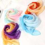 Hot Fashion Gradient Color Solid Scarf Women Foulard Chiffon Georgette Long Shawl Summer Bandana Elegant Hijab 50*160cm M292