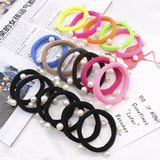 8 Pcs/lot Candy Fluorescence Colored Hair Holders High Quality Pearl Rubber Bands Hair Elastics Accessories Girl Women Tie Gum