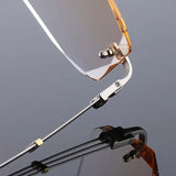 Reven Jate 58128 Pure Titanium Rimless Diamond Cutting Man Glasses Frame Optical Prescription Eyeglasses Men Eyewear Fashion