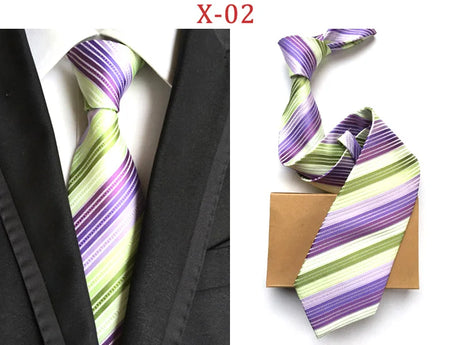 New Striped Silk Tie 8cm Luxury Paisley Necktie Red Bule Purple Polyester Neck Tie For Men Formal Business Wedding Party Ties