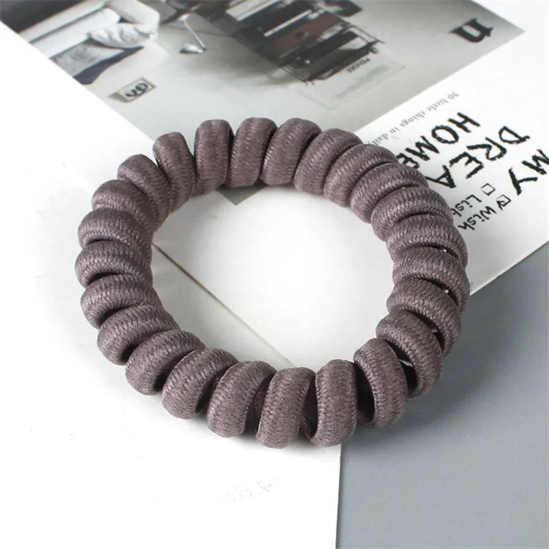 High Elasticity Telephone Coil Hairbands Women Spiral Hair Ties Girls Hair Rings Rope Solid Color Hair Accessories Gum Scrunchy