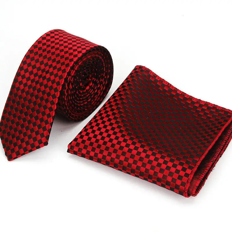 Brand New Men's Classic Plaid Ties For Men Necktie Suits Wedding Neck Tie For Business Cravats 5cm Pocket square Necktie sets