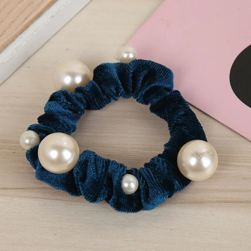 New Women arrival Velvet pearl Elastic Hair Ropes Scrunchies Girls' No Crease Hair Ties Women Hair Accessories