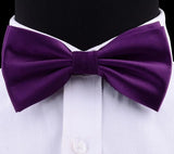 GUSLESON Silk Solid Pre-tied Bow Tie for Men Purple Black Yellow Double Fold Bow ties Waterproof Wedding Business Bowtie