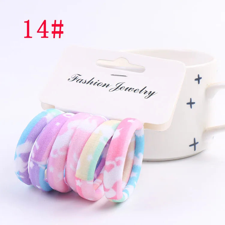 6PCS/Sett Cute Girls Elastic Hair Bands Scrunchies Ponytail Holder Rubber Bands Hair Ties Sweet Kids Hair Rope Hair Accessories
