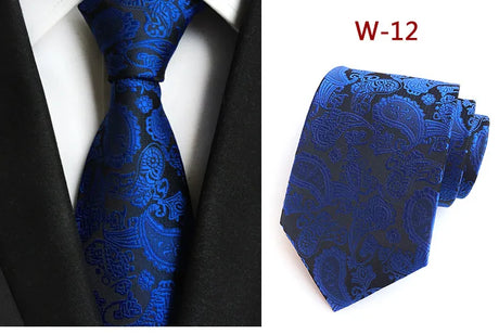 New Striped Silk Tie 8cm Luxury Paisley Necktie Red Bule Purple Polyester Neck Tie For Men Formal Business Wedding Party Ties