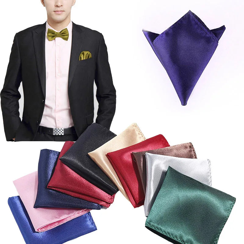 Satin Handkerchief For Men Candy Color Mens Suits Pocket Square Business Chest Towel Hanky Suit Napkin Solid  Sale