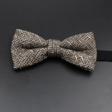 Brand New Wool Bowtie Woven Plaid Stripped Formal Bow Tie Brown Grey Butterfly Mens Wedding Party Dress Shirt Suit Accessories