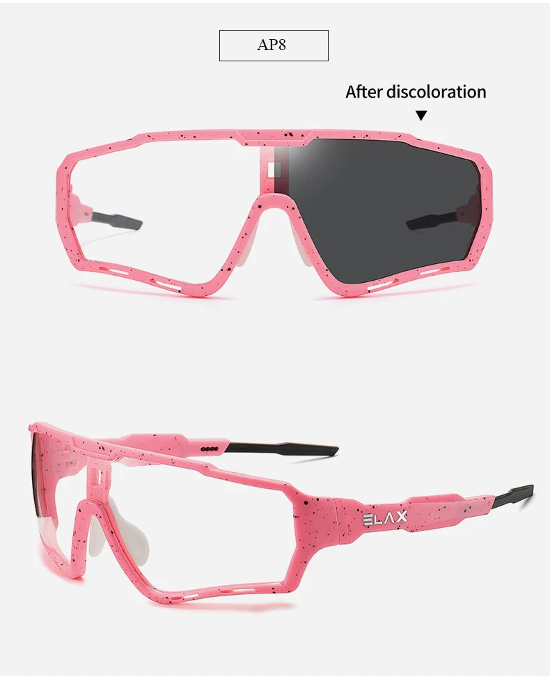 ELAX Brand New Style Photochromic Sunglasses Sports Men Women Mtb Bike Bicycle Eyewear Cycling Glasses