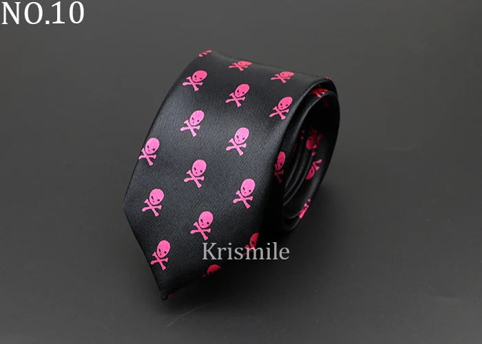 Fashion Casual Tie 5cm Skinny Slim Necktie Printing Skull Poker Smiling Face Symbol Hip Hop Boy Novelty Accessories Necktie Gift