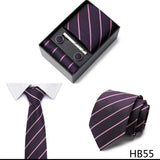 Gravatas For Men Luxury  Tie Hanky Pocket Squares Cufflink Set Necktie Box Male Brown April Fool's Day