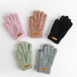 Knitted Gloves Winter Warm Thick Screen Fur Gloves Solid Mittens for Mobile Phone Tablet Pad Women's Cashmere Wool Glove