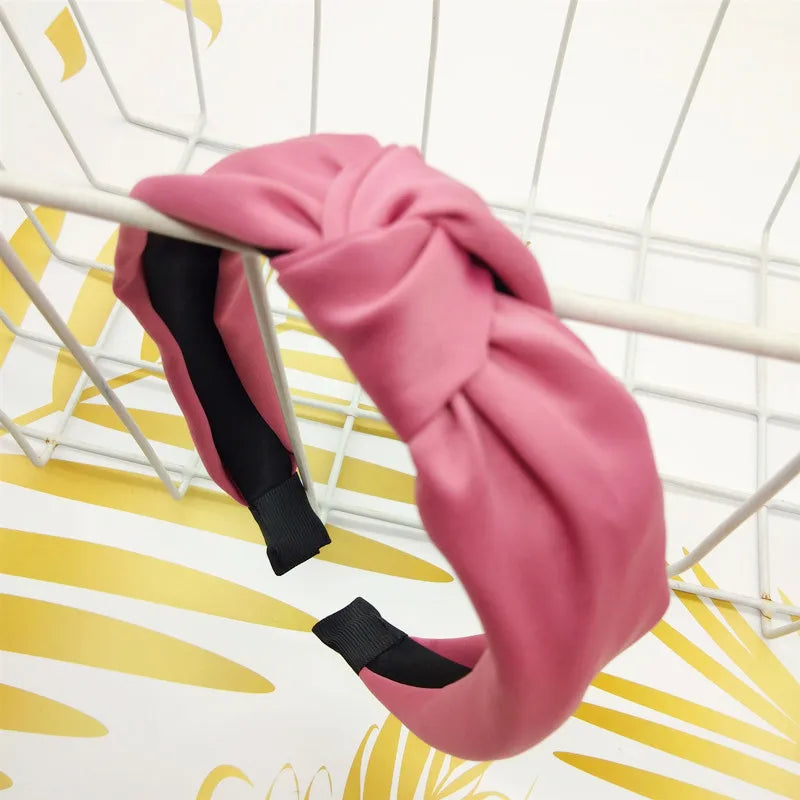Fashion Top Knot Satin Headbands Wide Fabric Makeup Hairbands for Women Girls Ladies Washing Hair Hoops Bezel Hair Accessories