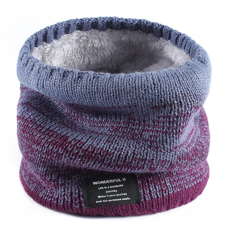 Winter Scarf for Men Fleece Ring Bandana Knitted Warm Solid Scarf Women Neck Warmer Thick Cashmere Hot Handkerchief Ski Mask