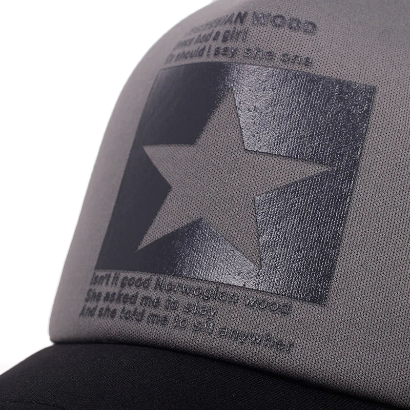 New five-pointed star printed baseball cap spring summer breathable net caps men women outdoor sun shade hat adjustable wild hat