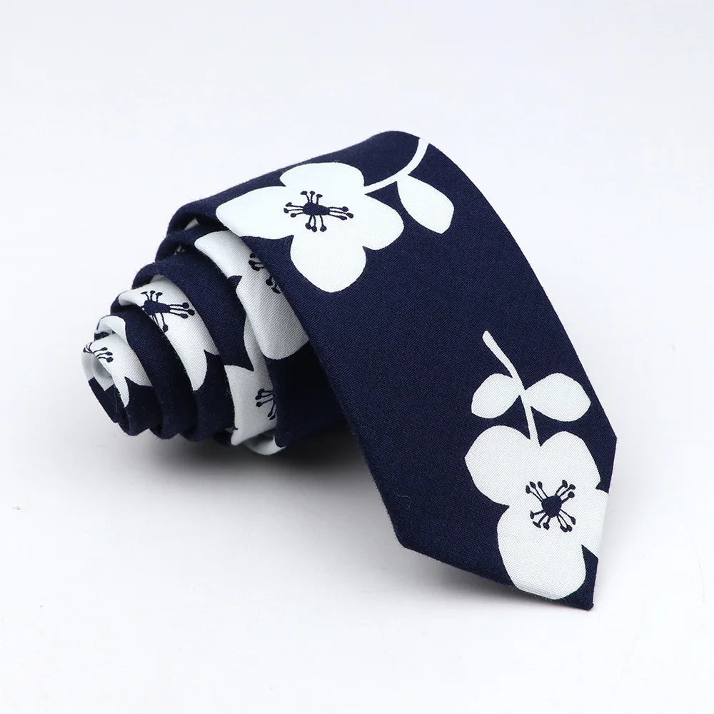 New Floral Tie For Men Women Skinny Casual 100% Cotton Casual Flower Print Skinny Neck Tie For Wedding Party Suits Tie Cravat