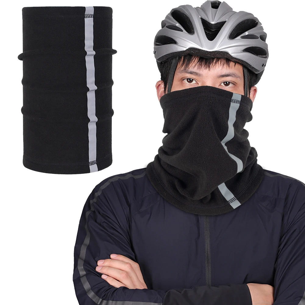 Outdoor Winter Warm Fleece Neck Scarves with Reflective Strip Multifunctional Sports Skiing Cycling Warmer Neck Cover Mask