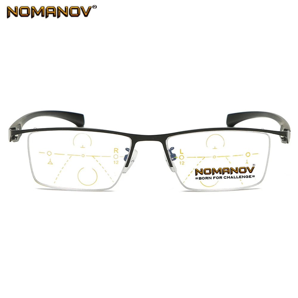 Eyebrow Comfortable Business Frame Photochromic Grey Lenses Progressive Multifocus Reading Glasses Add 75 100 125 150 175 to 400
