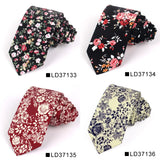 New Floral Tie For Men Women Skinny Cotton Neck Tie For Wedding Casual Mens Neckties Classic Suits Flower Print Neck Ties Cravat