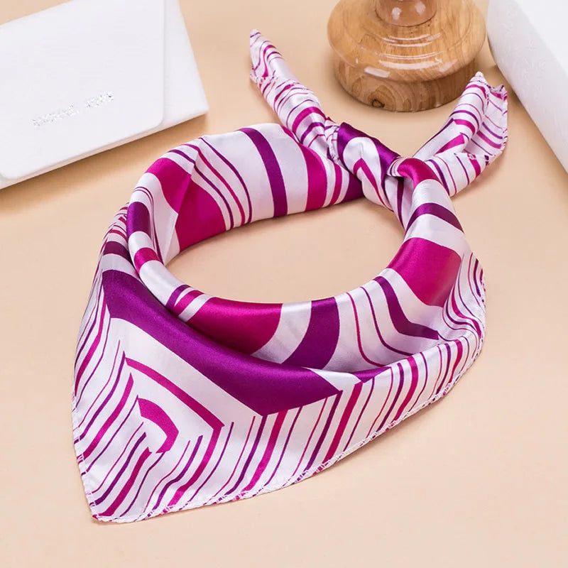 Fashion Square Women Girl Elegant Flight Attendants Hotel Waiter Business Imitate Silk Scarf printing Korean style Gift 50*50cm