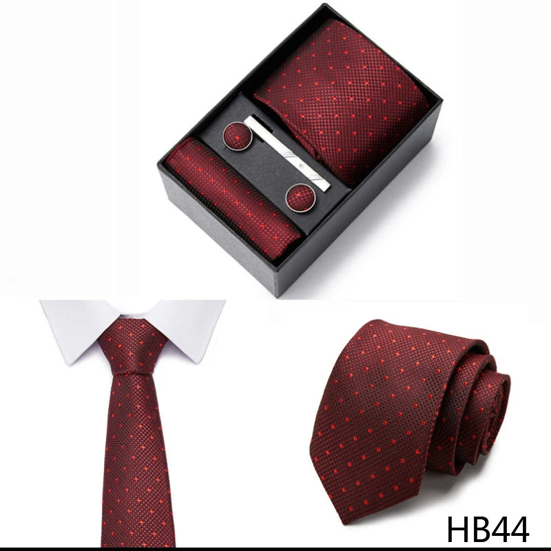 Gravatas For Men Luxury  Tie Hanky Pocket Squares Cufflink Set Necktie Box Male Brown April Fool's Day