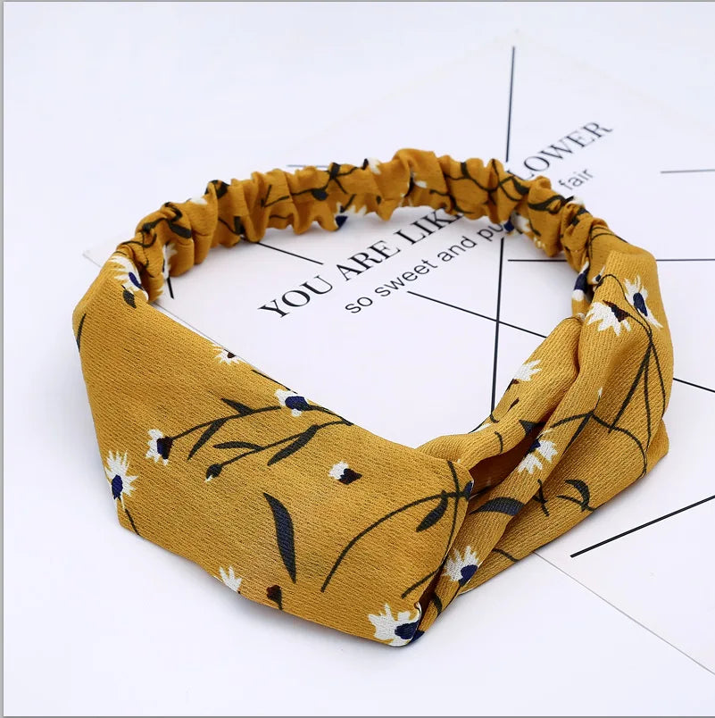 2020 Fashion Bohemian Headband Print Hairbands For Women Girls Vintage Cross Knot Turban Bandanas Headwear Hair Accessories