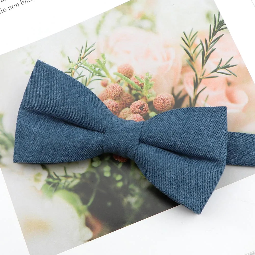 Mens Super Soft Downy Suede Parent-Child Bowtie Set Macarons Solid Color Classic Design Cute Butterfly Red Green Blue Pink Tie