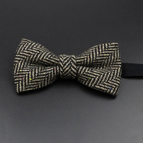 Brand New Wool Bowtie Woven Plaid Stripped Formal Bow Tie Brown Grey Butterfly Mens Wedding Party Dress Shirt Suit Accessories