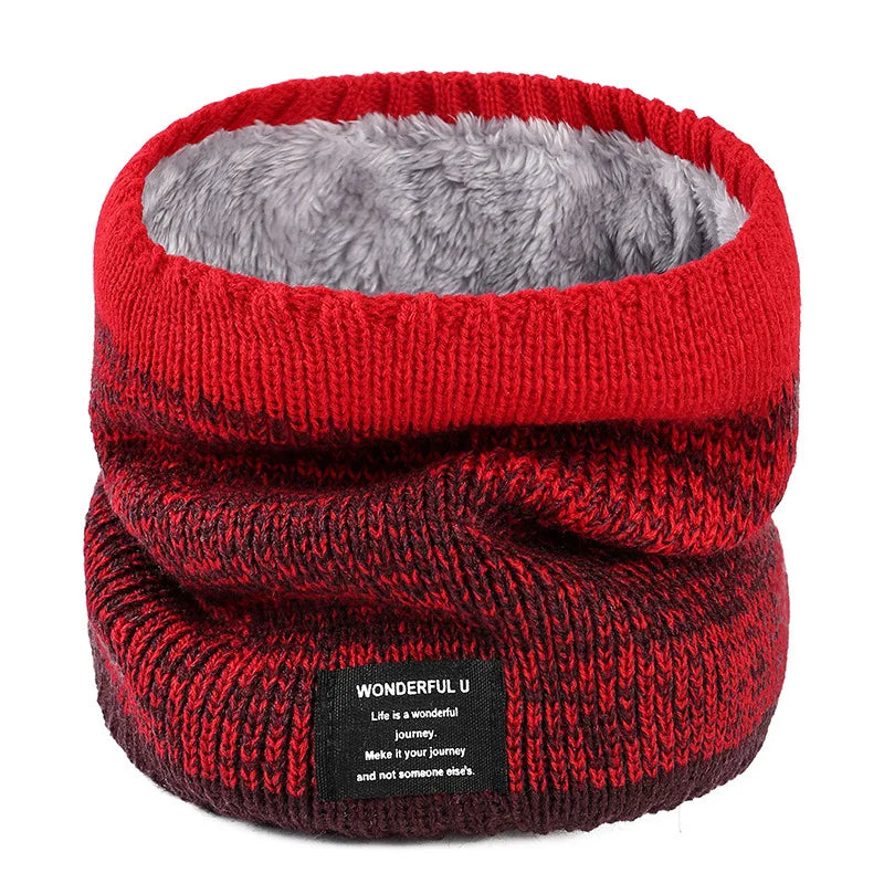 Winter Scarf for Men Fleece Ring Bandana Knitted Warm Solid Scarf Women Neck Warmer Thick Cashmere Hot Handkerchief Ski Mask