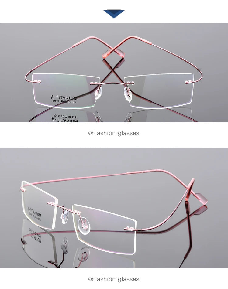 Titanium Eyeglasses Rimless Optical Ultralight Glasses Frame No Screw Prescription Spectacle Frameless Glasses Eyeglasses B2