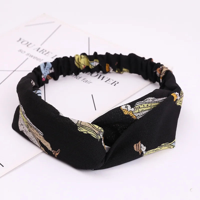 2020 Fashion Bohemian Headband Print Hairbands For Women Girls Vintage Cross Knot Turban Bandanas Headwear Hair Accessories