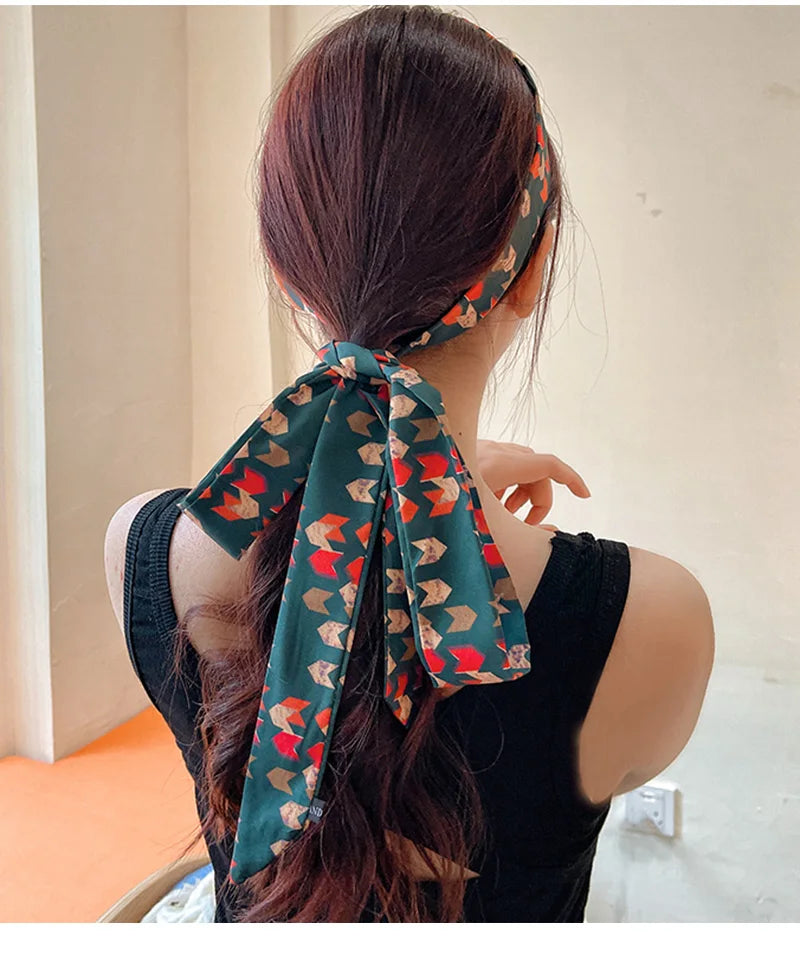 Long Hair Bows Scarf Headscarf Fashion Hair Ties Ribbons Multifunctional Headband Bandana Elastic Hair Accessories For Women