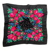 70*70cm Luxury Flowers Square Russian Scarf Women Floral Printed Shawl Female Bandana Head Wrap Headband Scarves Handkerchief