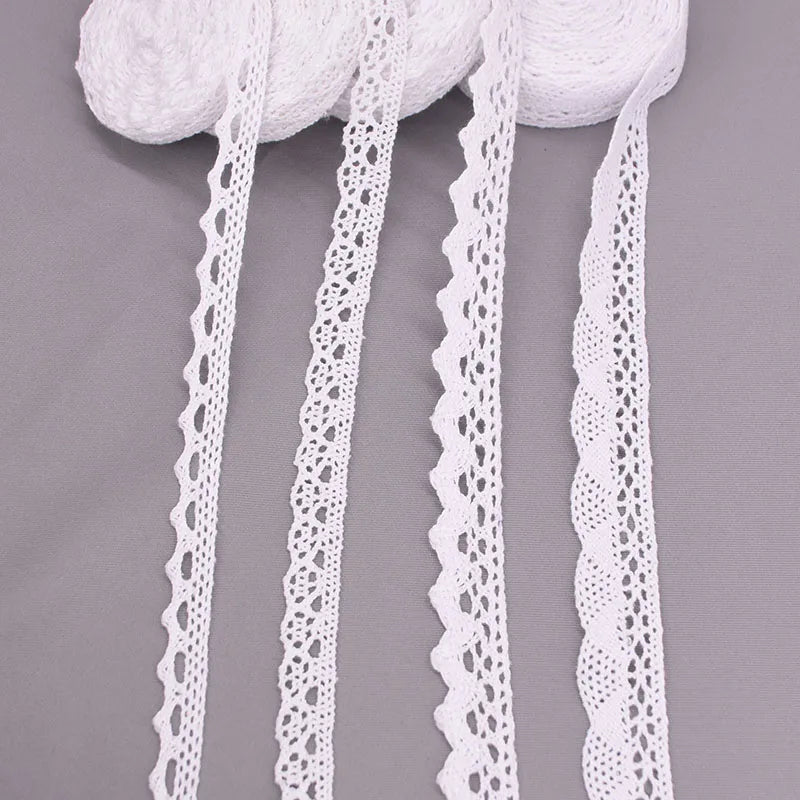 5/10Yards White Cotton Embroidered Lace Trim Ribbons Fabric DIY Handmade Craft Clothes Sewing Accessories Supplies