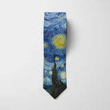 New Van Gogh Oil Painting Tie For Men Star Moon Night Retro Fun 8cm Wide Slim Necktie Accessories Daily Wear Wedding Party Gift