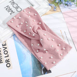 AWAYTR Women's Headbands Pearls Head Bands Knitted Turban Bandana Autumn Winter Elastic Hairband Warm Hair Accessories Headdress