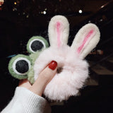 Women Girl Cute Cartoon Hair Scrunchies Panda Cows Cat Rabbit Plush Elastic Hair Bands Sweet Pontail Ties Christmas Accessories