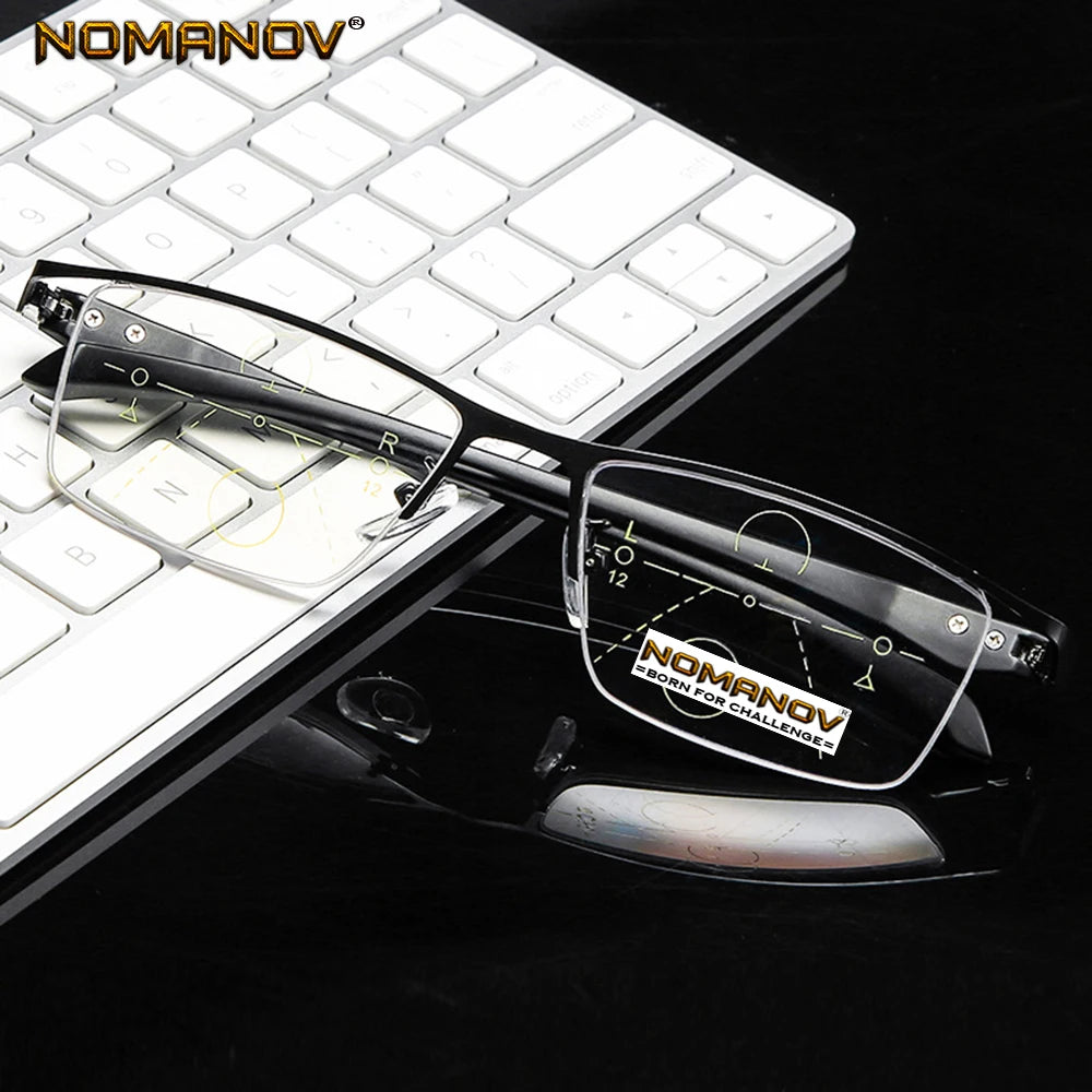 Eyebrow Comfortable Business Frame Photochromic Grey Lenses Progressive Multifocus Reading Glasses Add 75 100 125 150 175 to 400