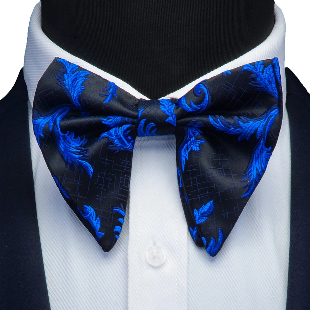 Ricnais Fashion Silk Pasley Floral Big Bowtie Yellow Red Jacquard Bow Tie For Men Business Wedding Party Ties Gigt Accessories