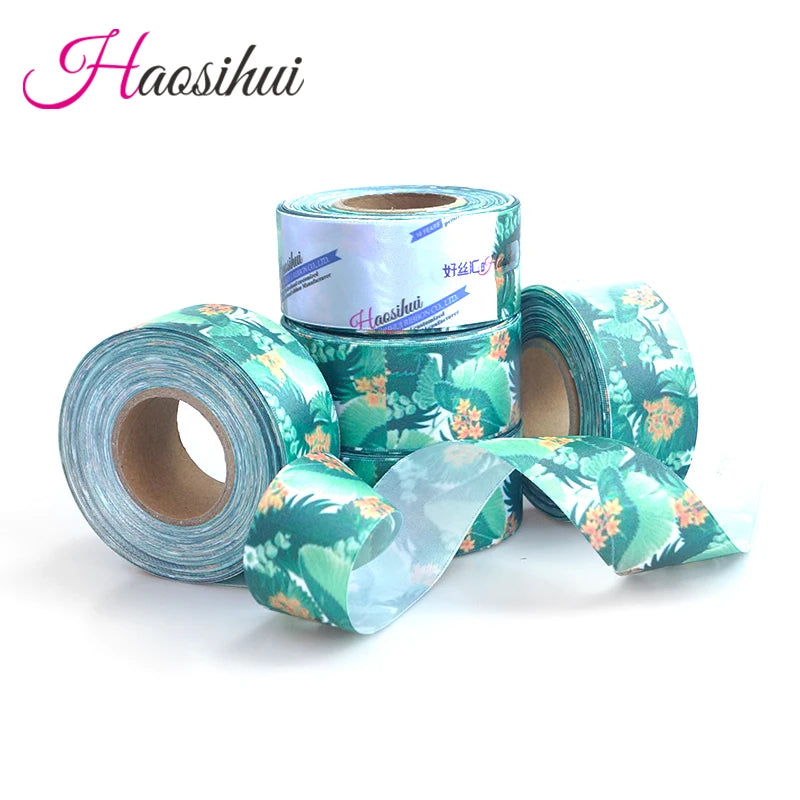 HAOSIHUI Custom Satin Ribbons Personalized Logo Printed Single Face 10~50~100 Yards Polyester for Gift Wedding Birthday DIY Tape