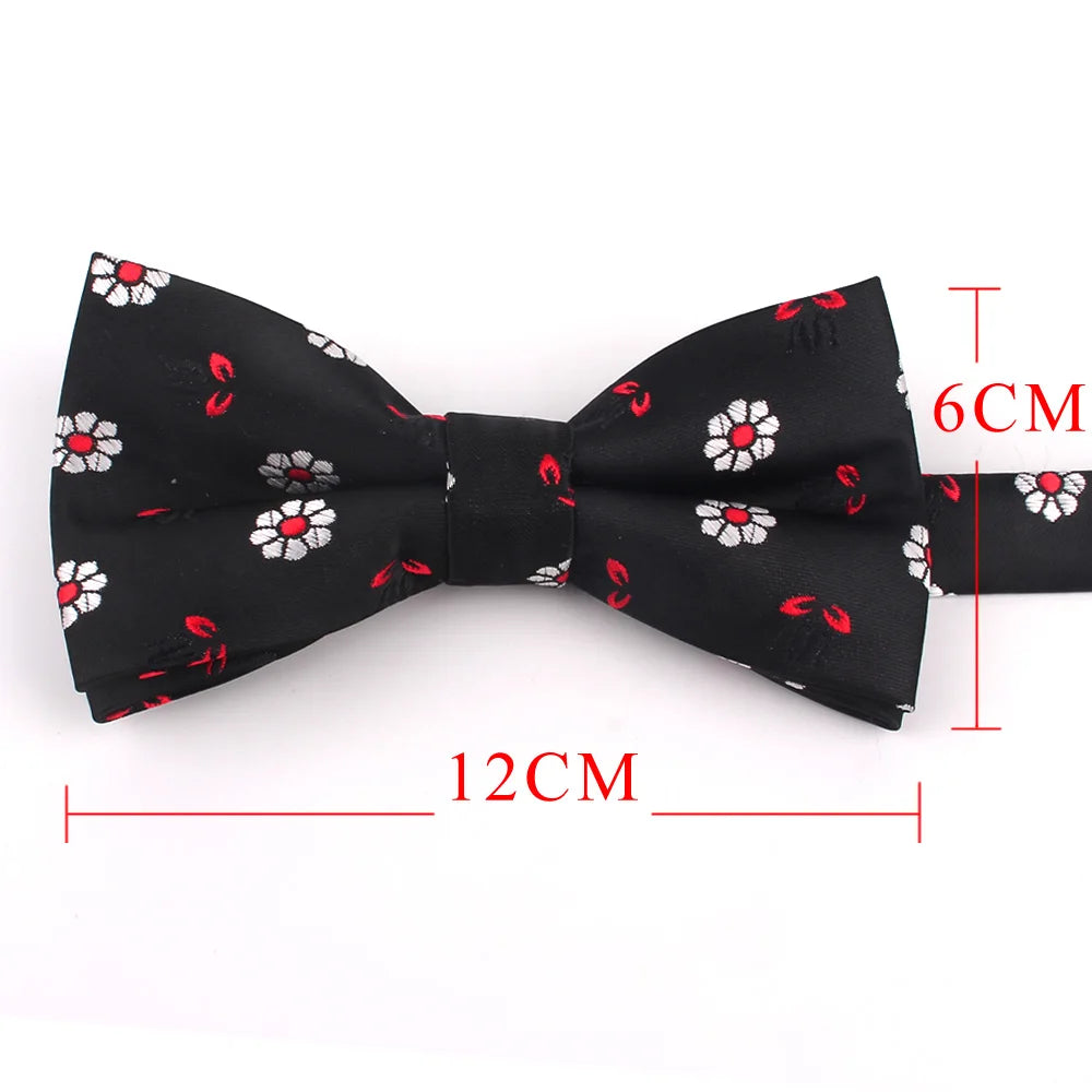 New Floral Men Bow Tie Claret Classic Bowtie For Men Flower Bow Ties For Business Wedding Butterfly Cravats Adult Suits Bowties