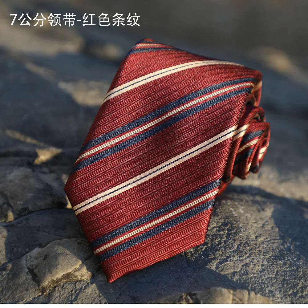 Corbata Hombre corbata 7cm Ties For Men Luxury Blue Stripes Necktie Business Corbatas Para Hombre Mariage Gift Shirt Accessories