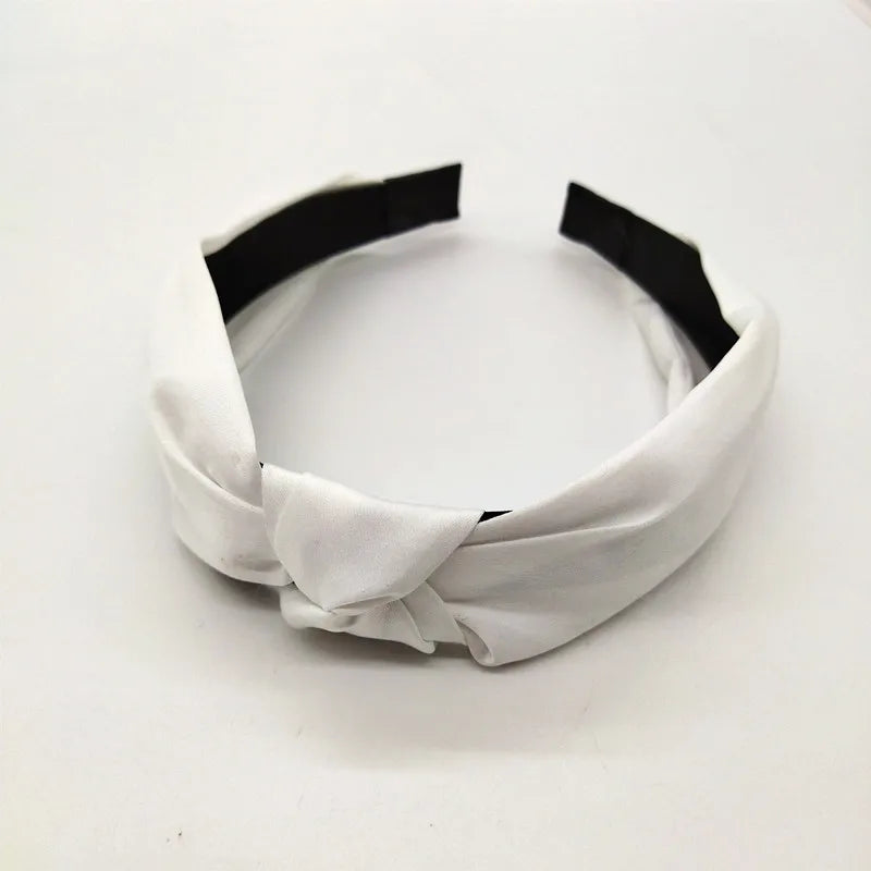 Fashion Top Knot Satin Headbands Wide Fabric Makeup Hairbands for Women Girls Ladies Washing Hair Hoops Bezel Hair Accessories