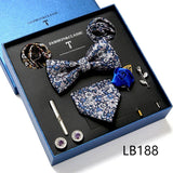 Holiday Gift Box Tie For Men Tie Handkerchief Pocket Squares Cufflink Set Necktie Box Man Dark Grey April Fool's Day