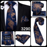 Hi-Tie Luxury Floral Paisley Ties for Men Male Desigenr Red Green Snow Ties for Christmas Adult Silk Tie Hanky Cufflinks Tie Set