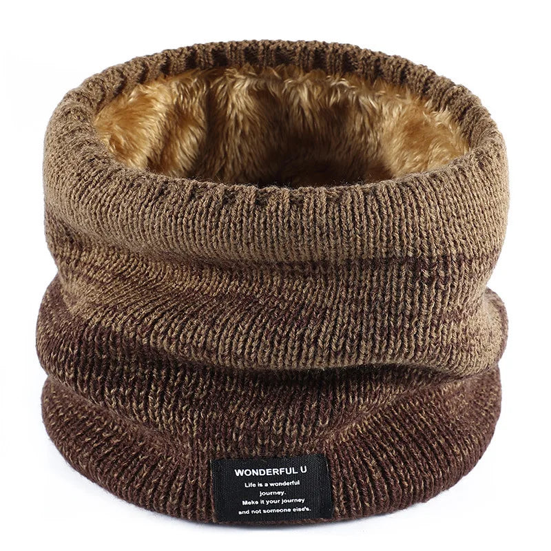 Winter Scarf for Men Fleece Ring Bandana Knitted Warm Solid Scarf Women Neck Warmer Thick Cashmere Hot Handkerchief Ski Mask