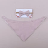 1 Set Solid Colour Cotton Baby Bibs Elastic Bow Headband Set Newborn Button Snap Triangle Scarf Burp Cloths Baby Girls Hair Band