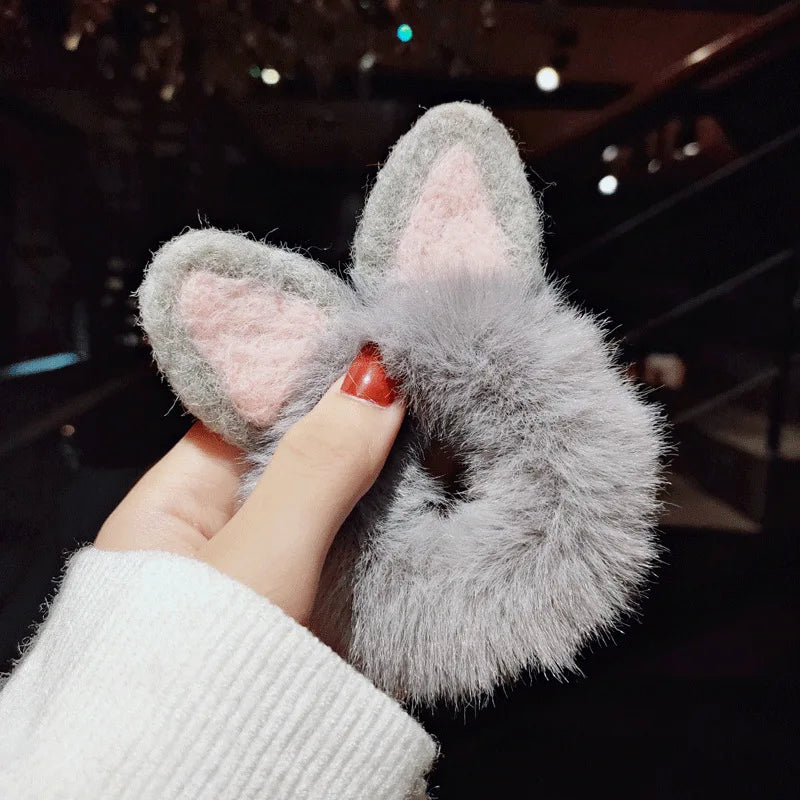 Women Girl Cute Cartoon Hair Scrunchies Panda Cows Cat Rabbit Plush Elastic Hair Bands Sweet Pontail Ties Christmas Accessories